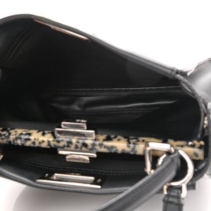 Fendi Vitello Dolce Shiny Nappa Plexglass Granite Medium Peekaboo Iconic Satchel Black 6 of 11