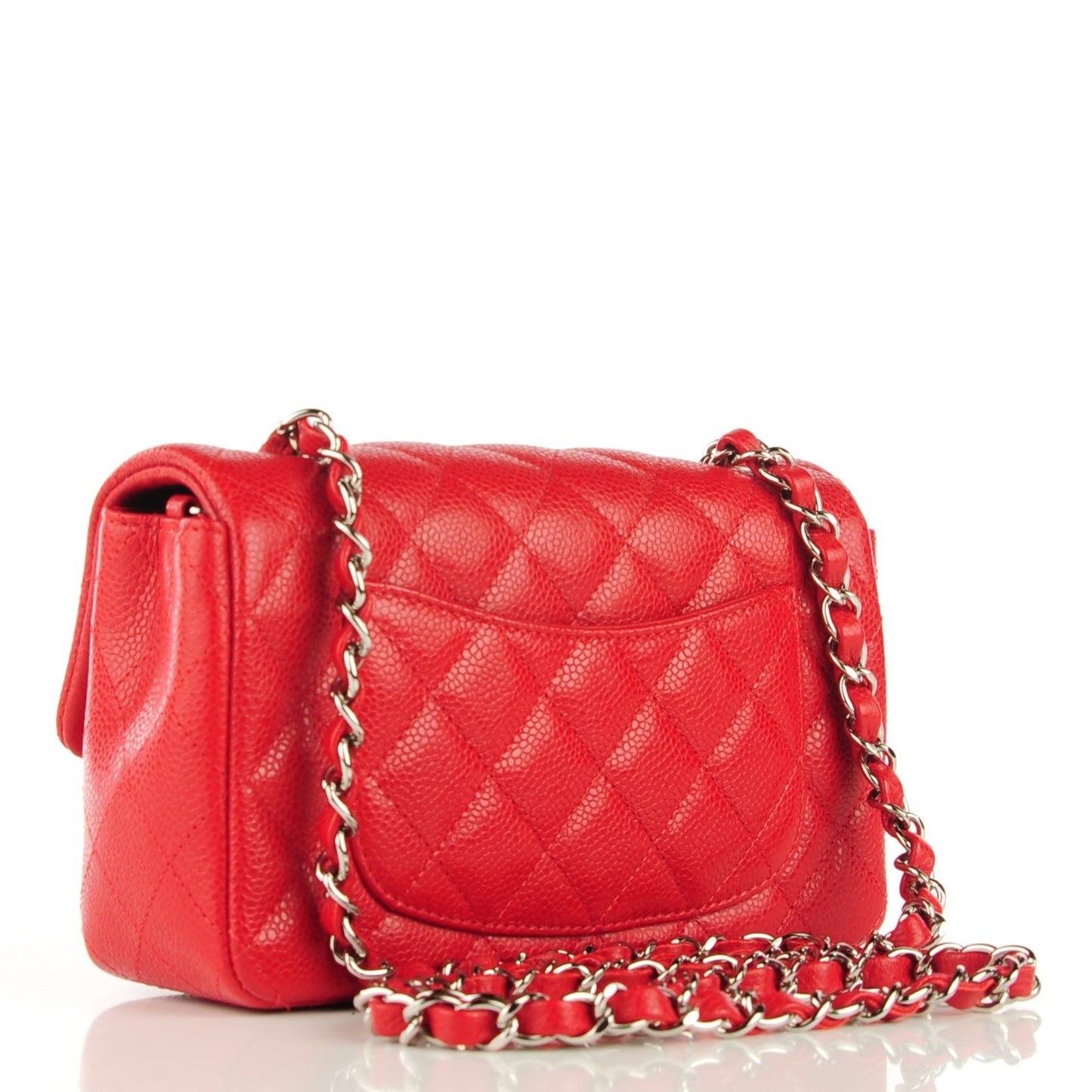 Caviar Quilted Mini Rectangular Flap Red