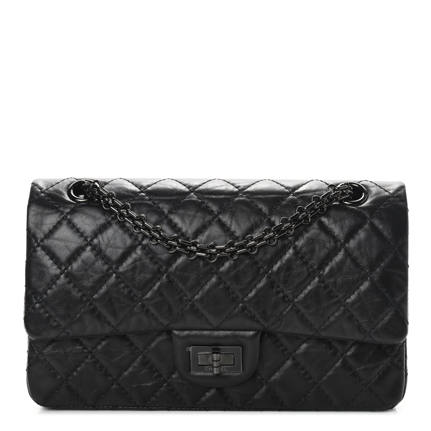 Aged Calfskin Quilted 2.55 Reissue 225 Flap So Black