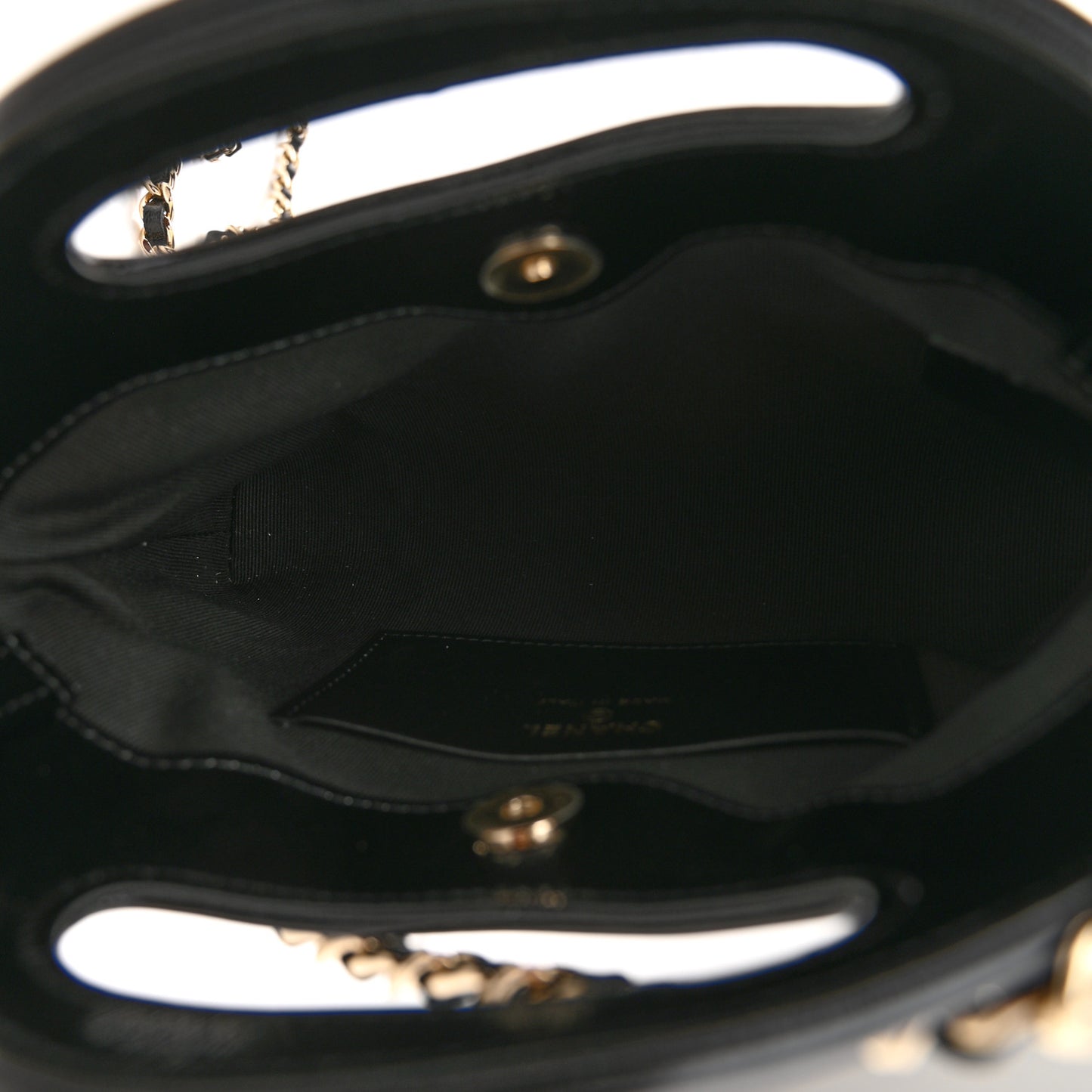 Shiny Crumpled Calfskin Quilted Nano 31 Shopping Bag White Black