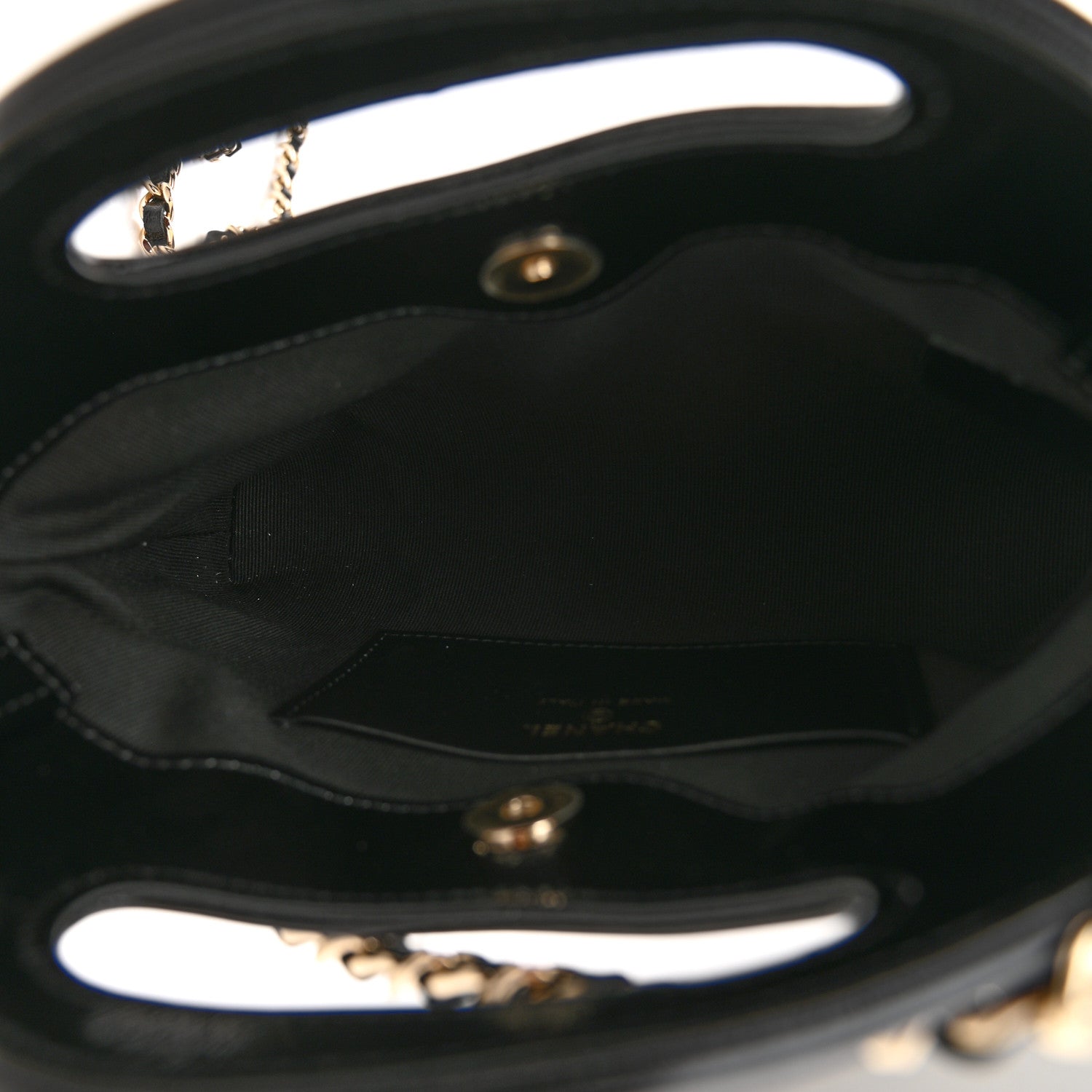 Chanel Shiny Crumpled Calfskin Quilted Nano 31 Shopping Bag White Black 5 of 11