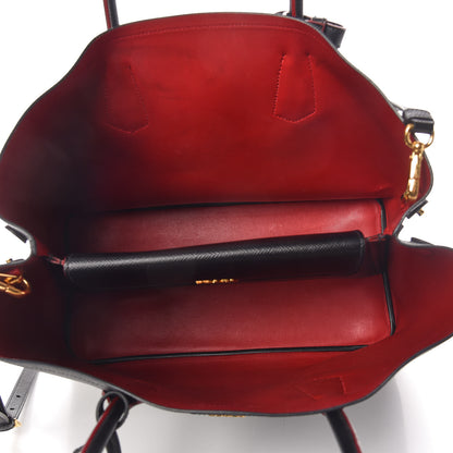 Prada Saffiano Cuir Large Double Bag Black Fuoco 8 of 12