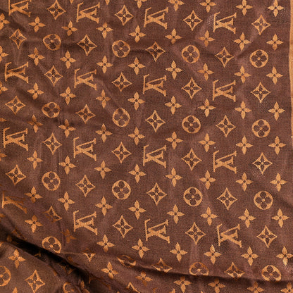 Louis Vuitton Silk Wool Monogram Reverse Dots Shawl Brown 4 of 4