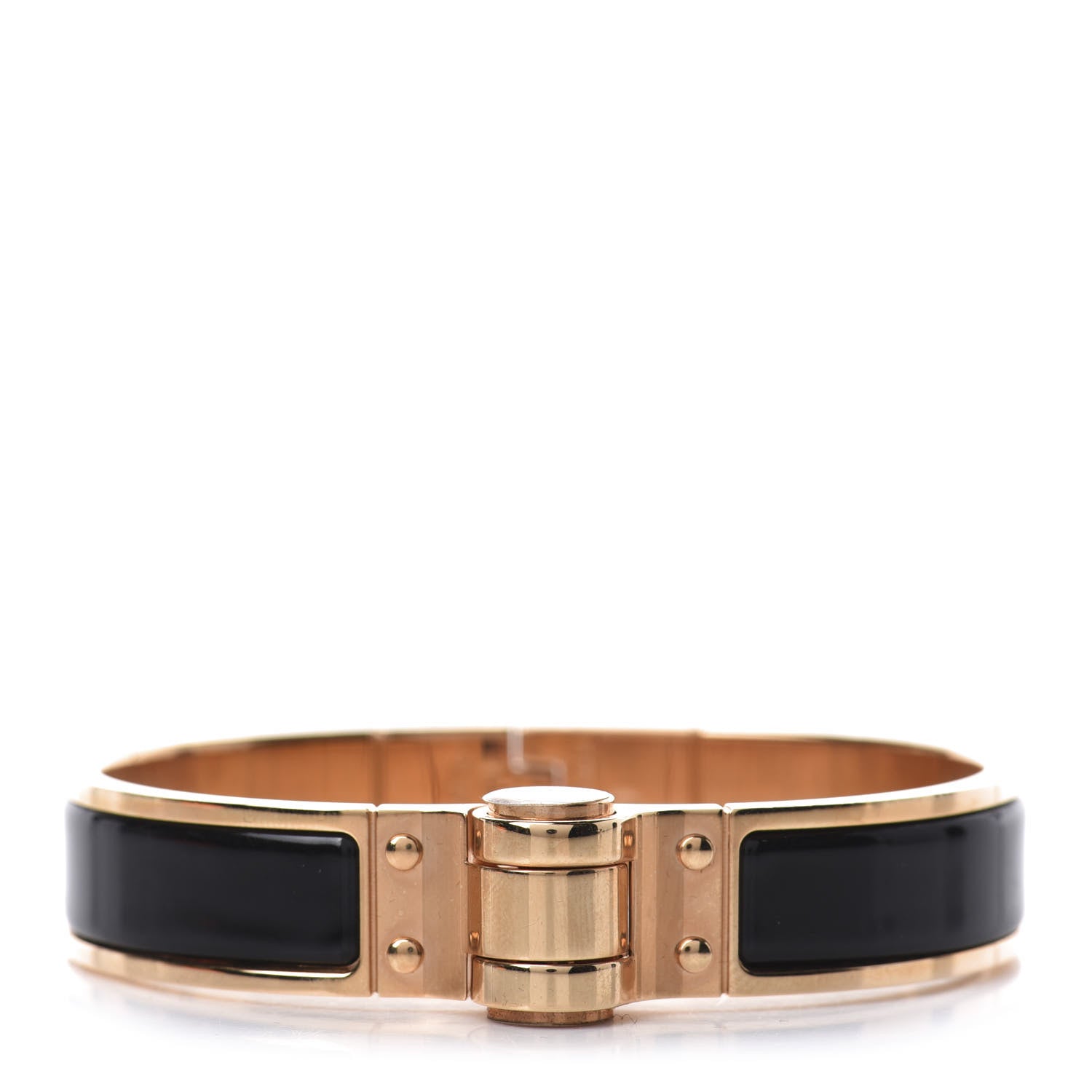 Hermes Enamel Charniere Uni Narrow Hinged Bracelet S Black 1 of 5
