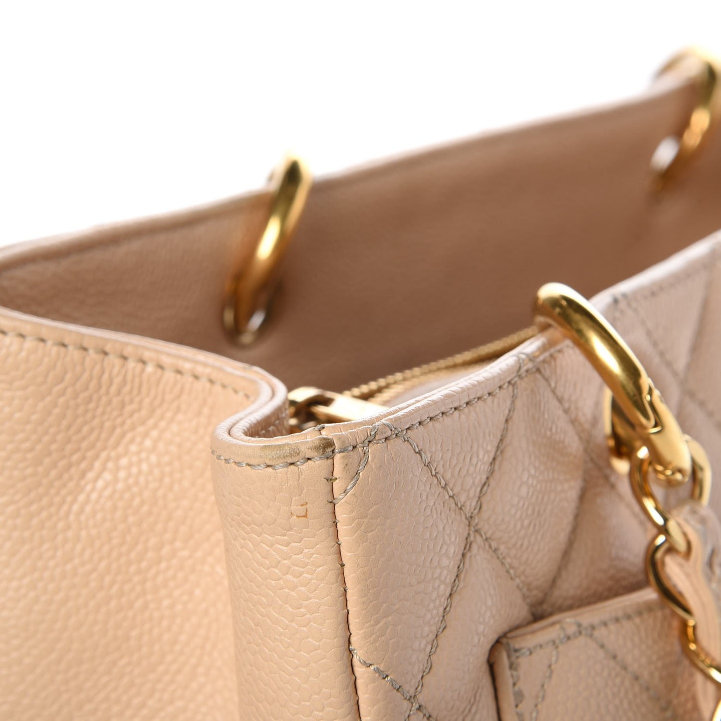 Caviar Quilted Grand Shopping Tote GST Beige Clair