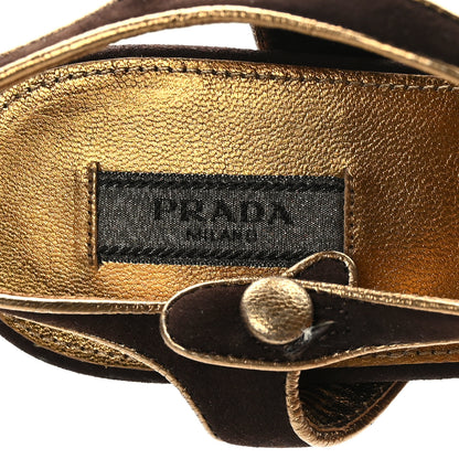 Prada Camoscio Platform Wedge Sandals 37.5 Moro 6 of 7