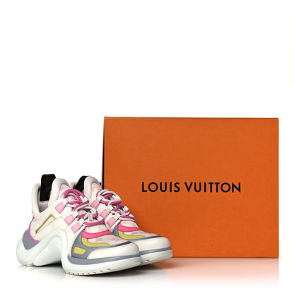 Louis Vuitton Calfskin Technical Nylon LV Archlight Sneakers 38 White Pink Yellow 8 of 8