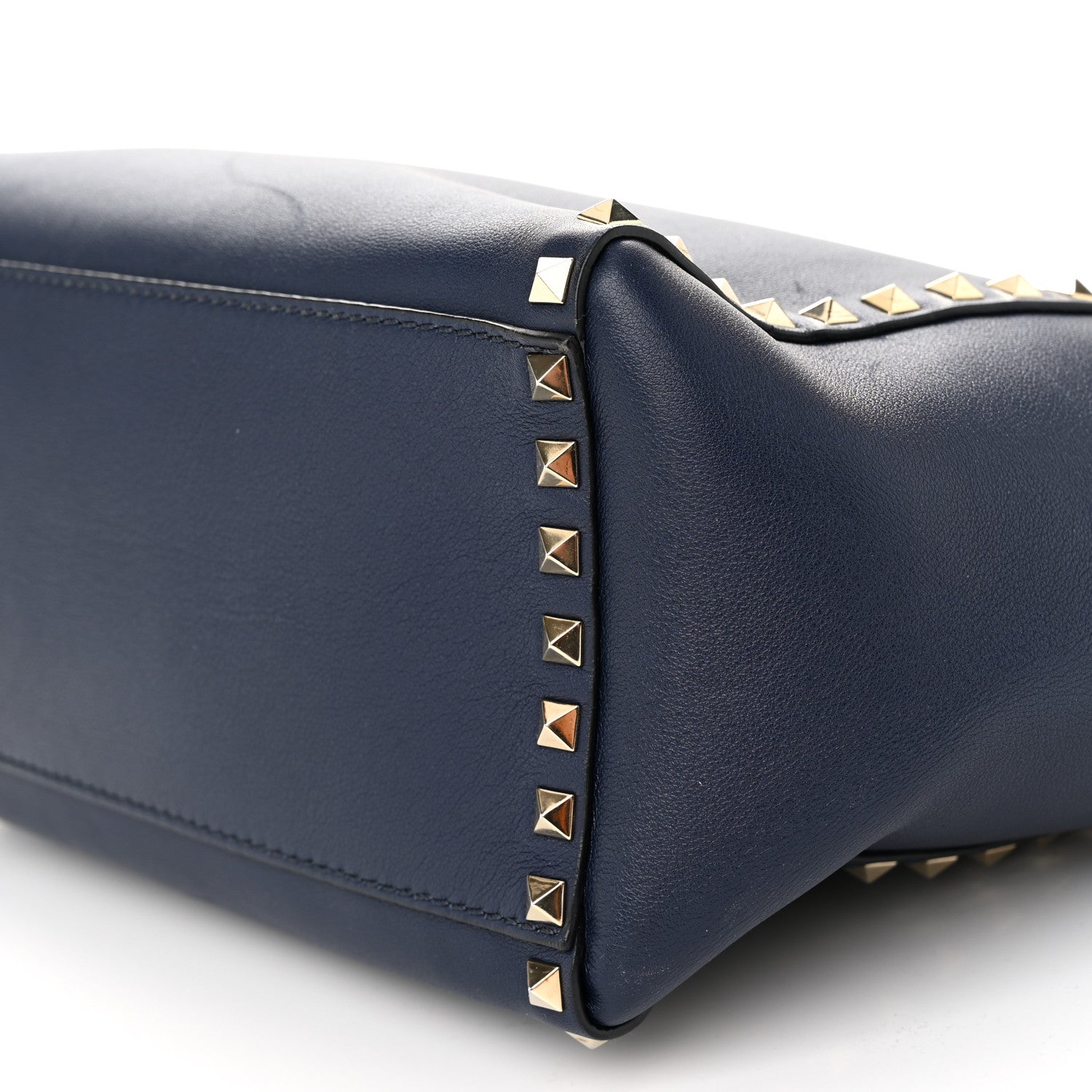 Valentino Garavani Vitello Rockstud Double Handle Tote Marine 10 of 13