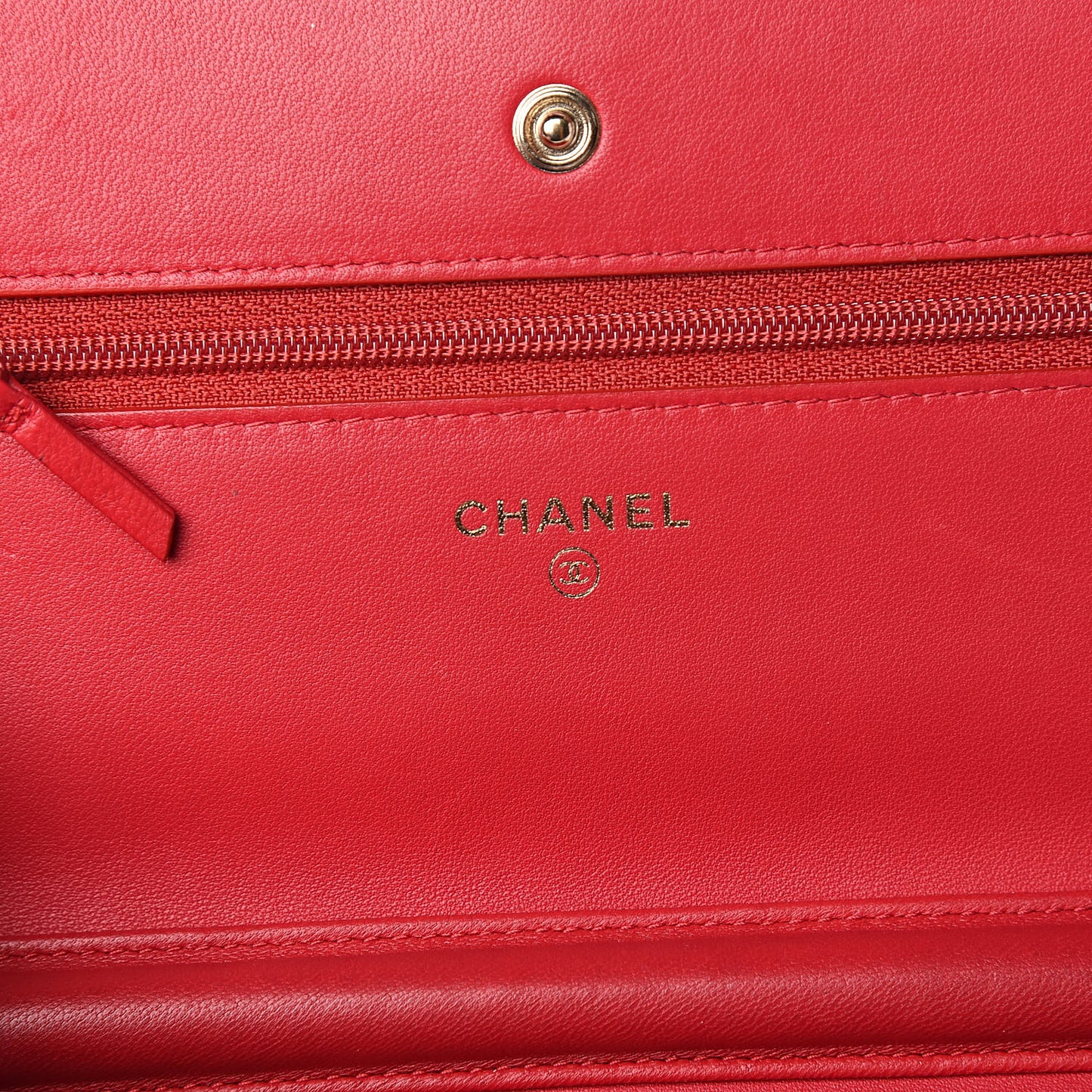 Lambskin Quilted Wallet On Chain WOC Red