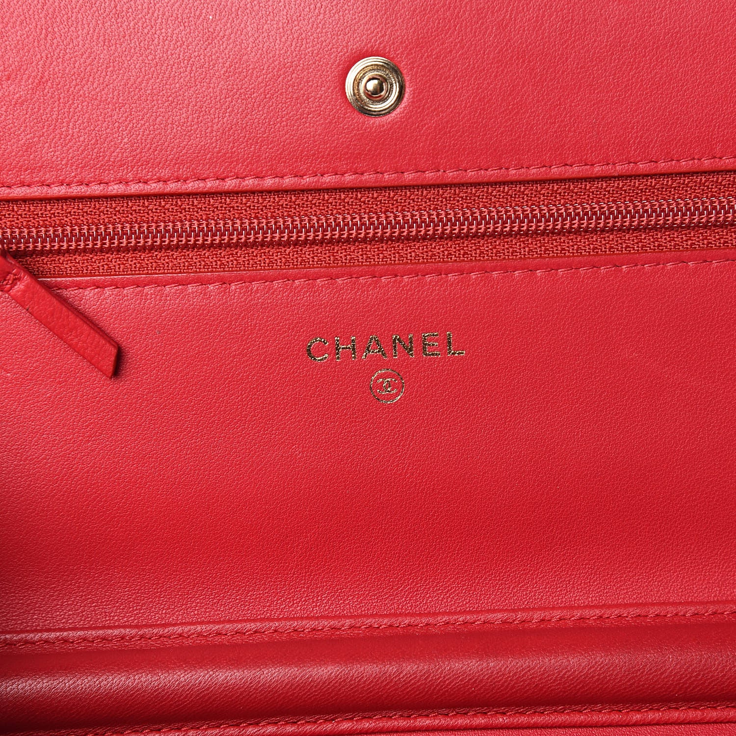 Chanel Lambskin Quilted Wallet On Chain WOC Red 6 of 12