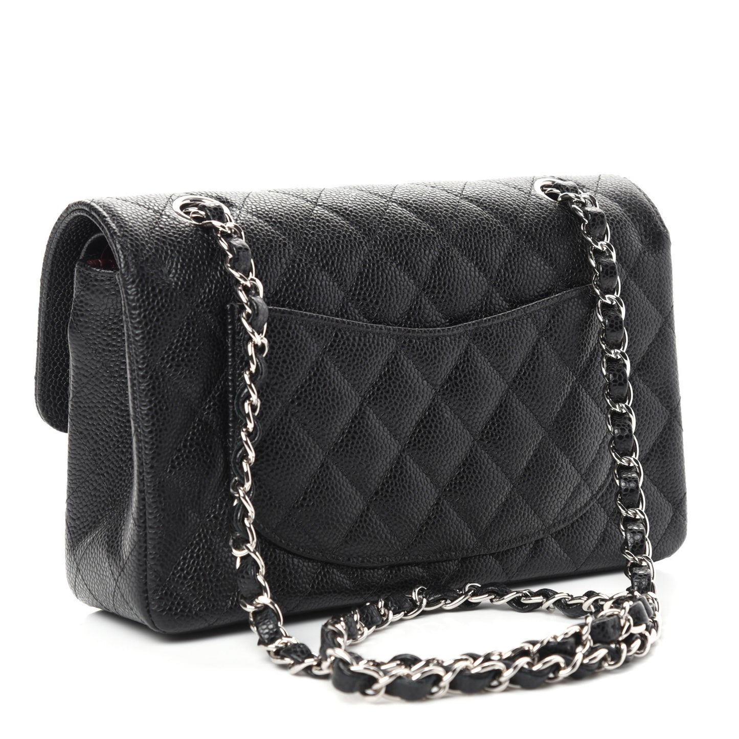 Caviar Quilted Small Double Flap Black