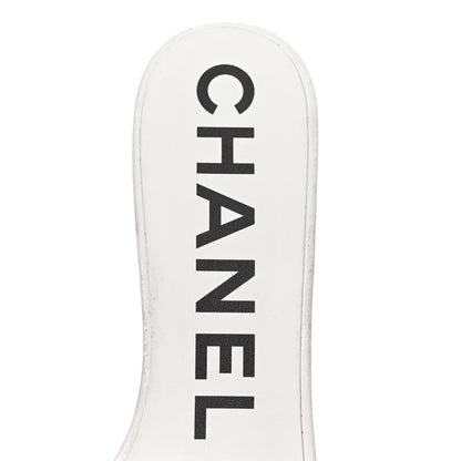 Chanel Lambskin Quilted Textured CC Mules 38.5 White 7 of 8