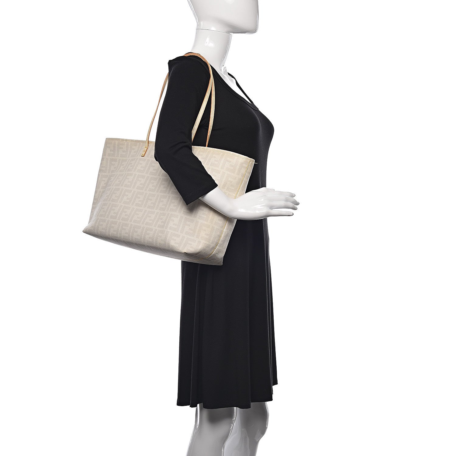 Fendi Zucca Spalmati Medium Roll Tote Bianco 2 of 9