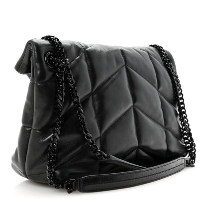 Saint Laurent Lambskin Quilted Monogram Monochrome Small Loulou Puffer Chain Satchel Black 3 of 12