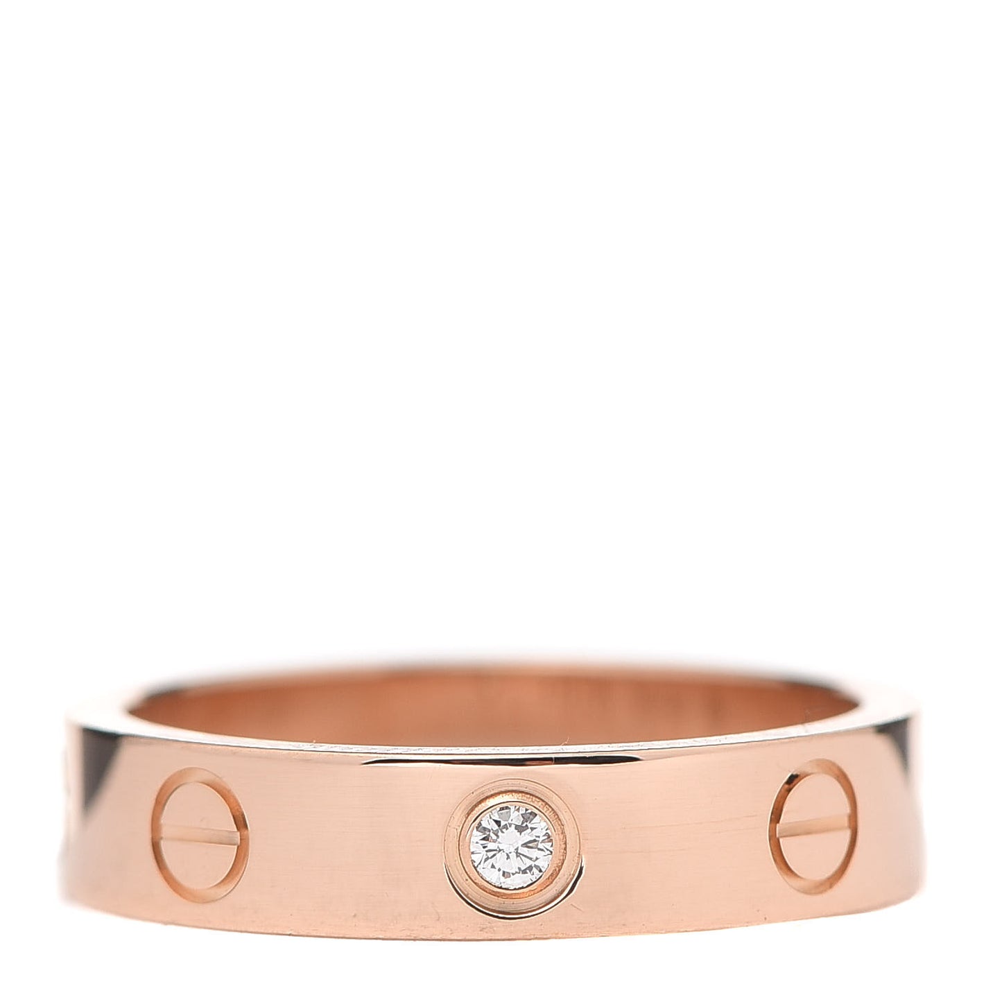 18K Pink Gold Diamond 4mm LOVE Wedding Band Ring 50 5.25