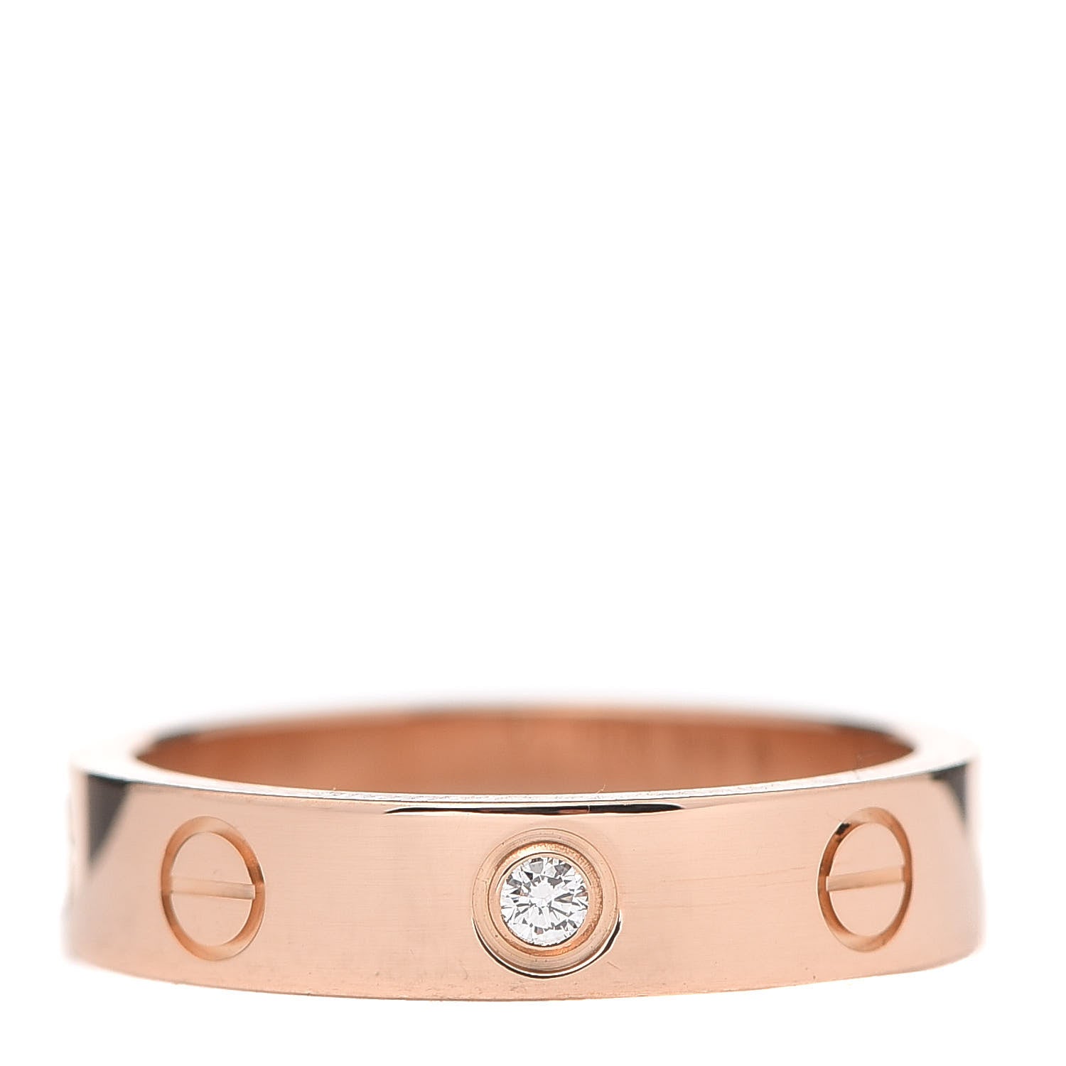 Cartier 18K Pink Gold Diamond 4mm LOVE Wedding Band Ring 50 5.25 1 of 5