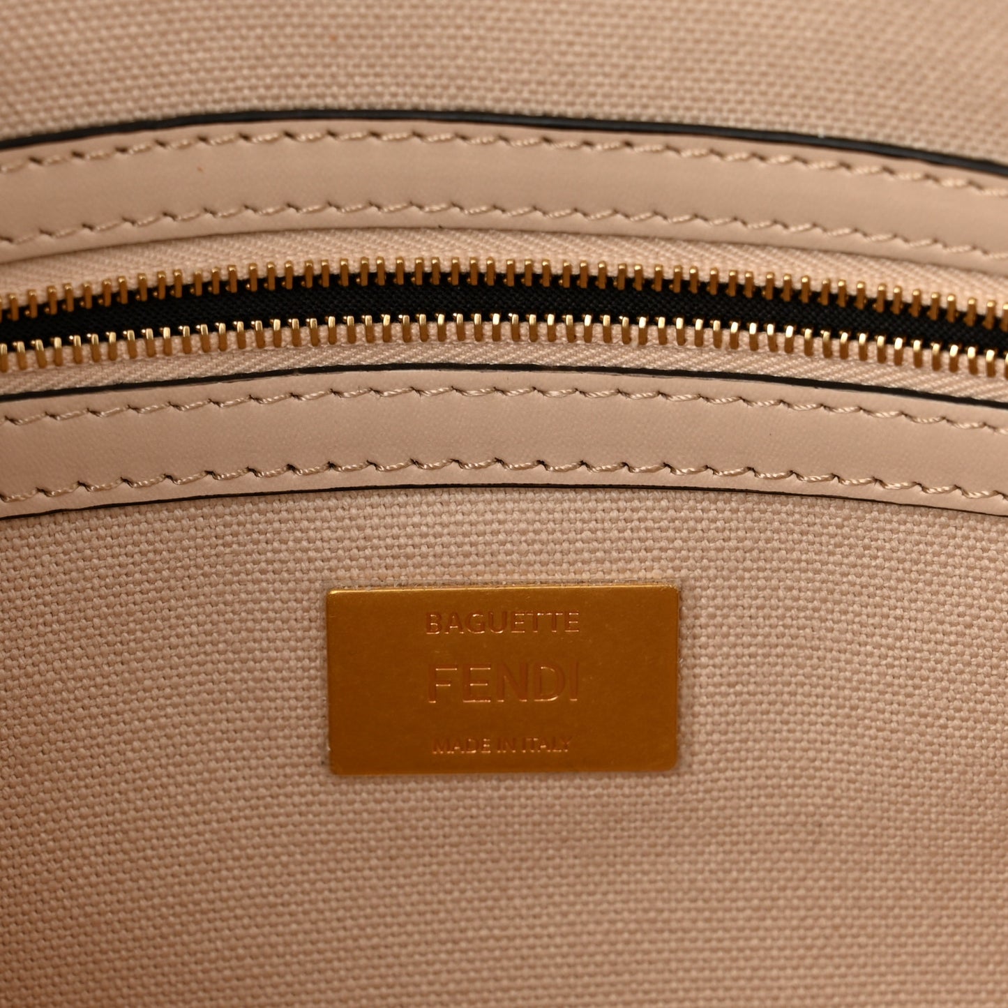 Canvas Vitello King Bi-Color Strap FF Embroidered Baguette Poudre