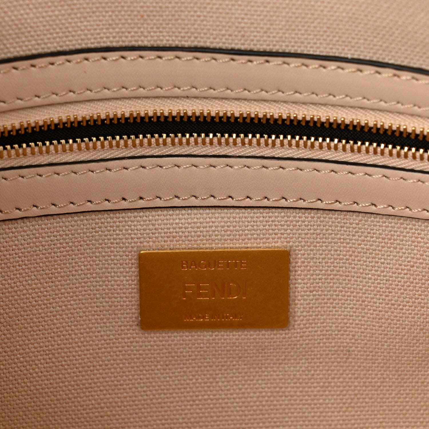 Fendi Canvas Vitello King Bi-Color Strap FF Embroidered Baguette Poudre 6 of 11