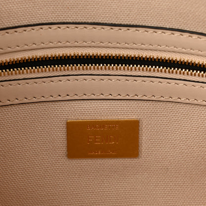Fendi Canvas Vitello King Bi-Color Strap FF Embroidered Baguette Poudre 6 of 11