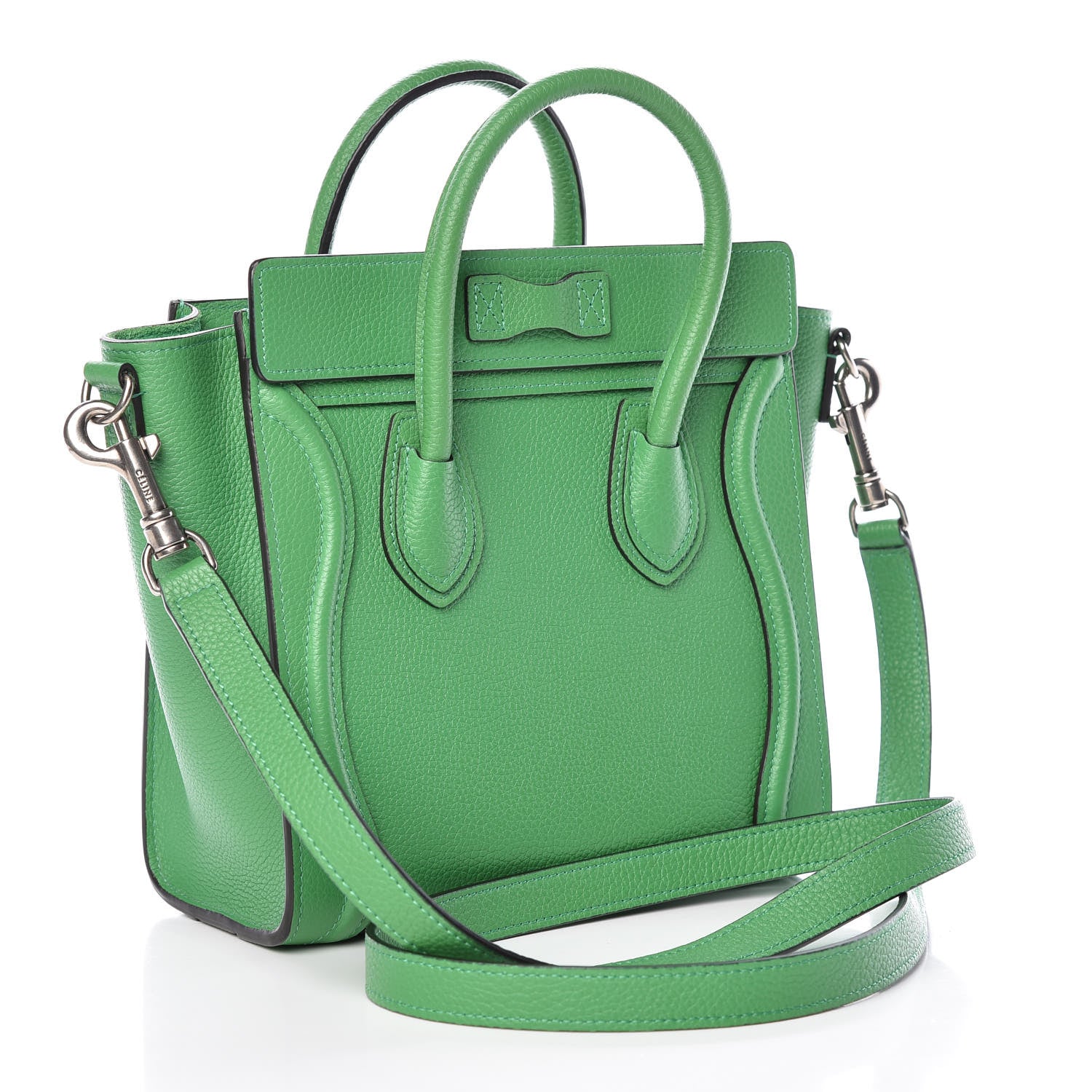 Celine Drummed Calfskin Nano Luggage Mint 3 of 12
