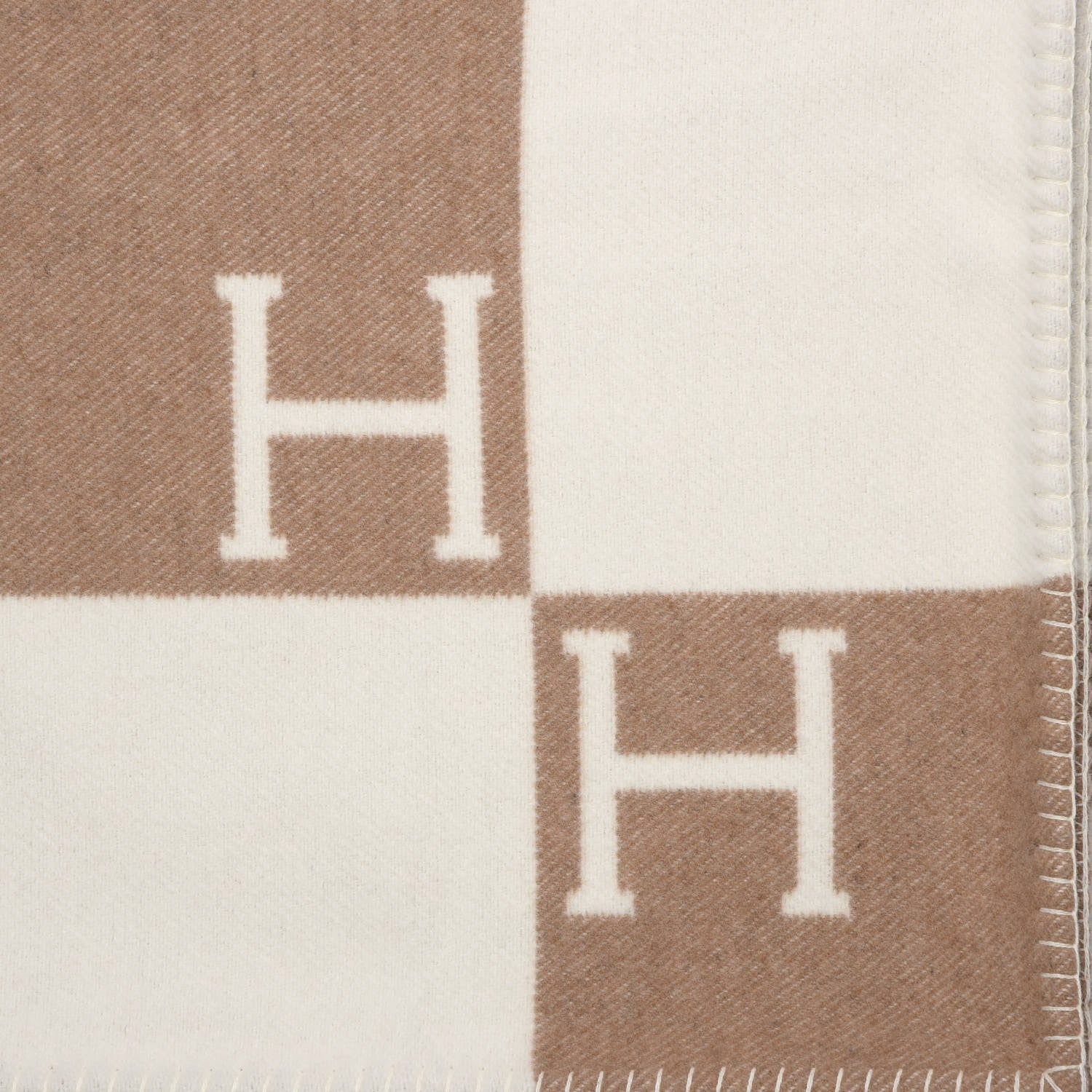 Hermes Wool Cashmere Avalon Baby Blanket Noisette Moyen White 4 of 6
