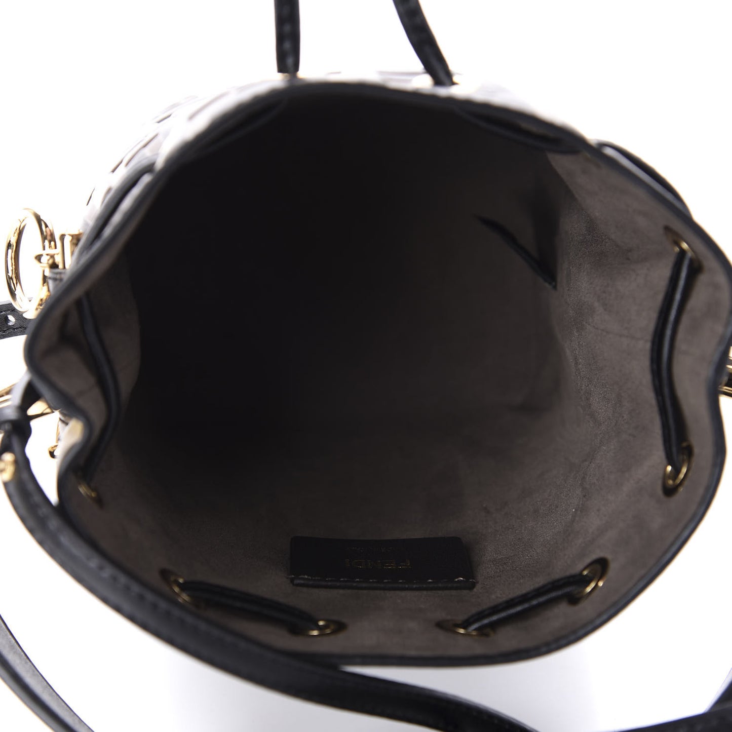 Vitello Liberty F is Fendi Bi-Color FF 1974 Embossed Mini Mon Tresor Bucket Bag Maya Black