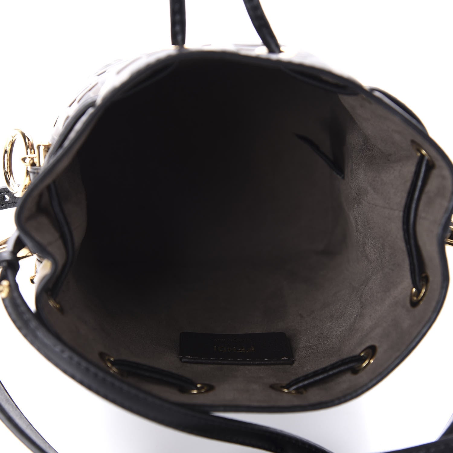Fendi Vitello Liberty F is Fendi Bi-Color FF 1974 Embossed Mini Mon Tresor Bucket Bag Maya Black 5 of 10