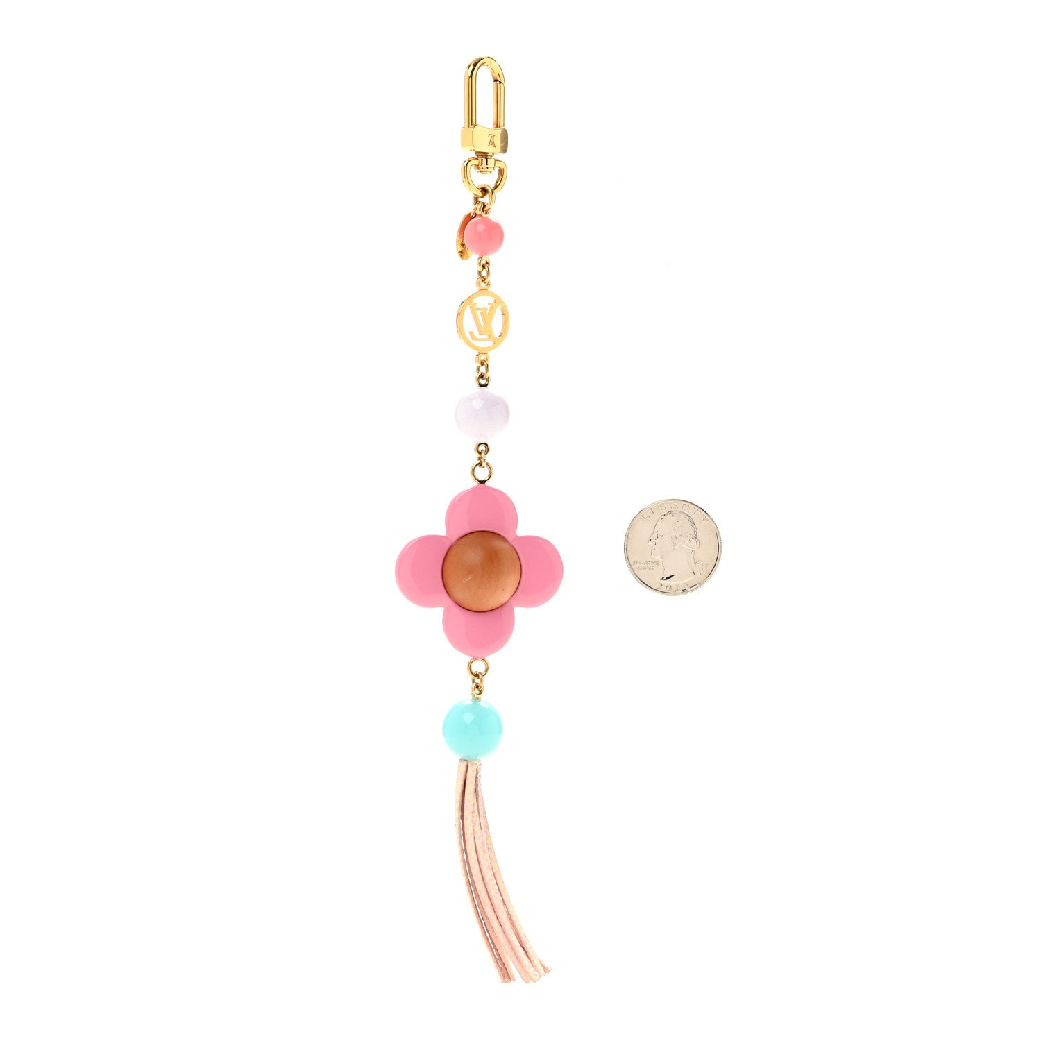 Louis Vuitton Resin Wood Vivienne Bag Charm Fuchsia Ecru White Caramel 2 of 5
