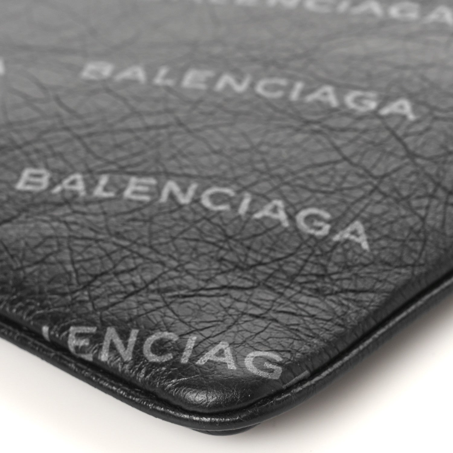 Balenciaga Calfskin Allover Logo Pouch Black 8 of 8