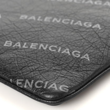 Balenciaga Calfskin Allover Logo Pouch Black 8 of 8