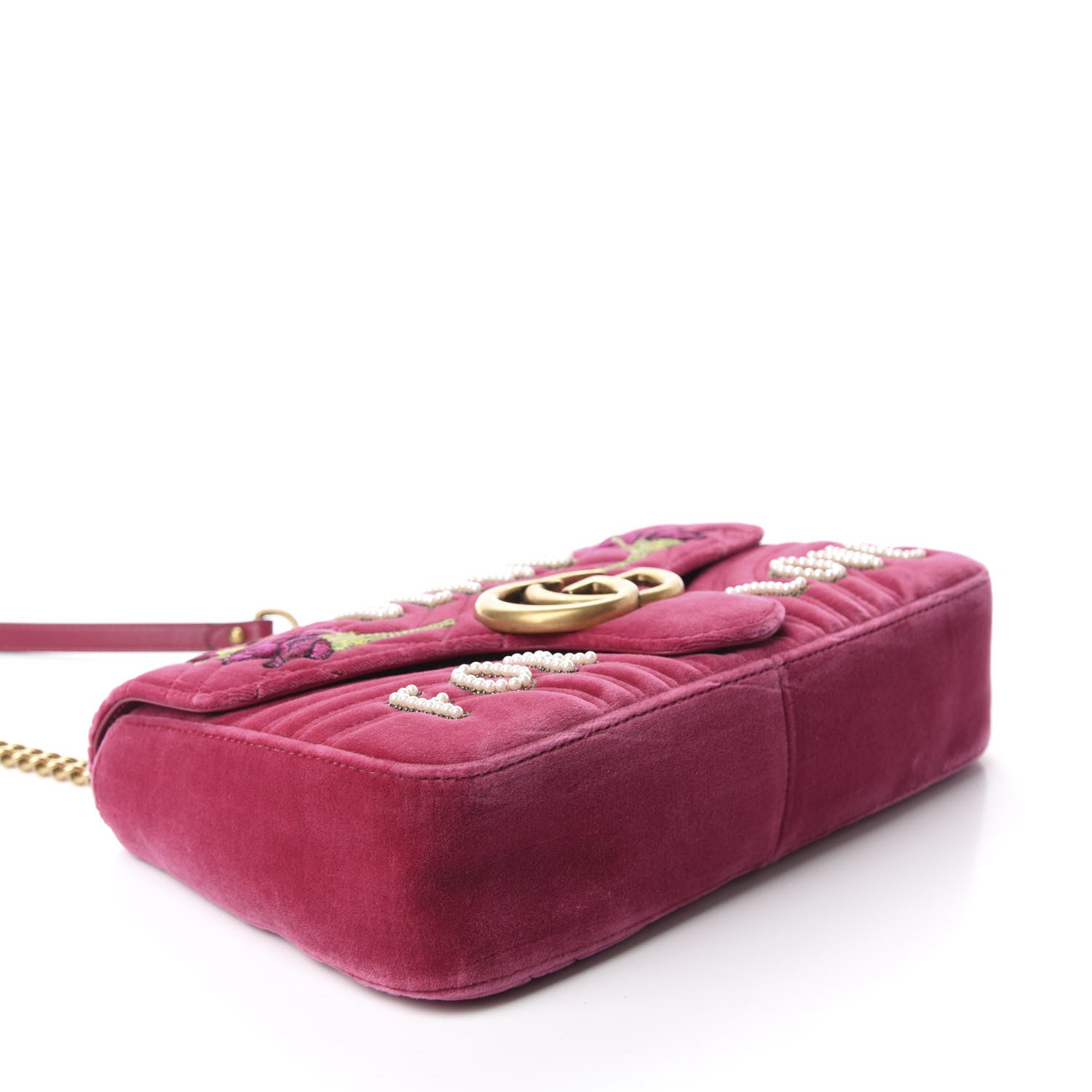 Gucci Velvet Matelasse Blind for Love Embroidered Medium GG Marmont Shoulder Bag Light Raspberry Rose Multicolor 4 of 10