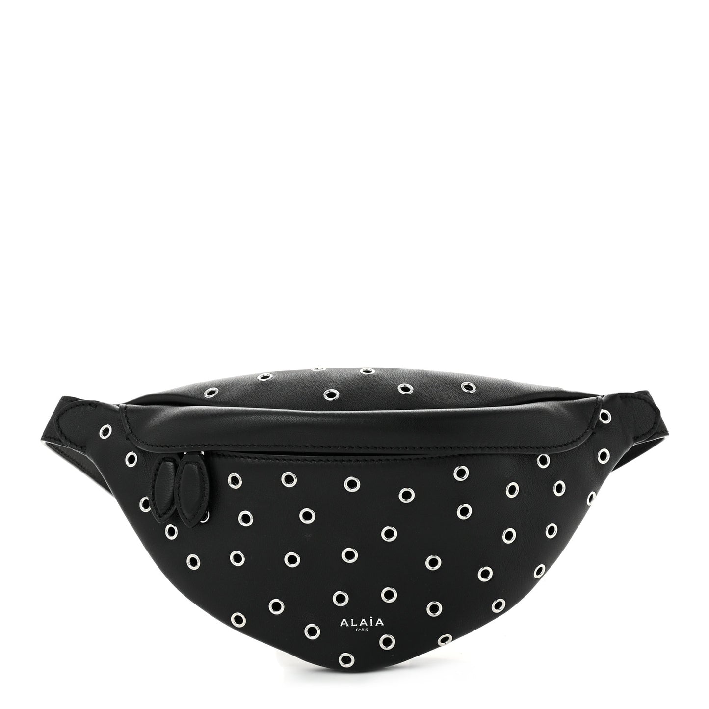 Lambskin Grommet Belt Bag Black