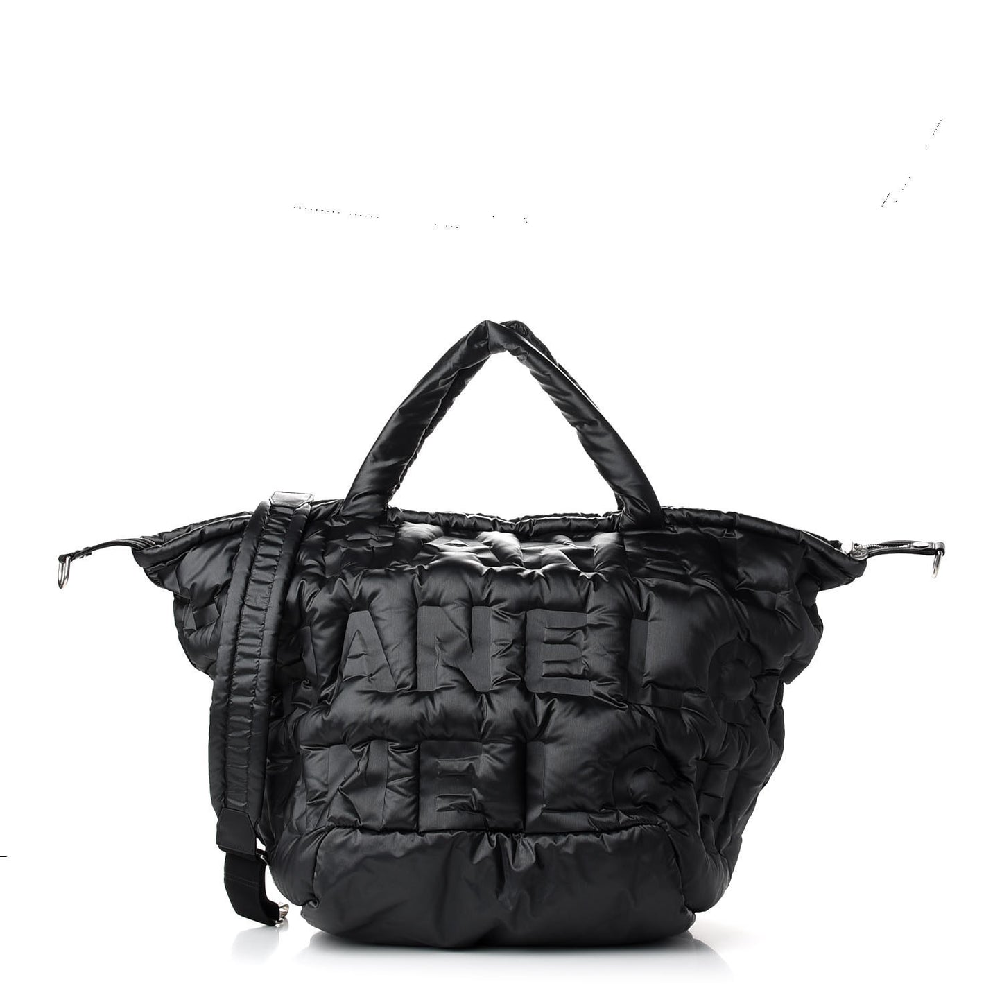 Nylon Embossed Large Doudoune Bowling Bag Black