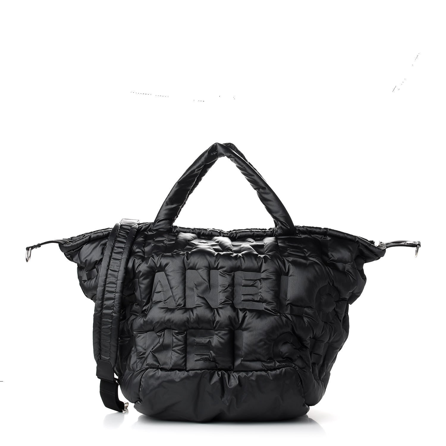 Chanel Nylon Embossed Large Doudoune Bowling Bag Black 1 of 8