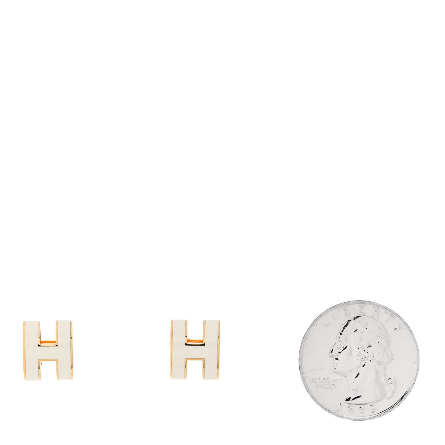 Hermes Gold Lacquered Mini Pop H Earrings White 2 of 6
