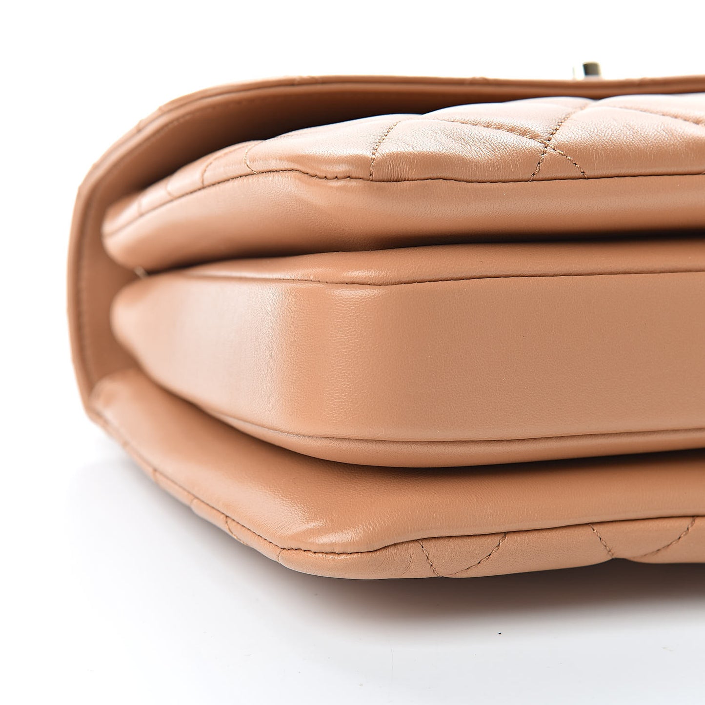 Lambskin Quilted Small Trendy CC Flap Dual Handle Bag Camel