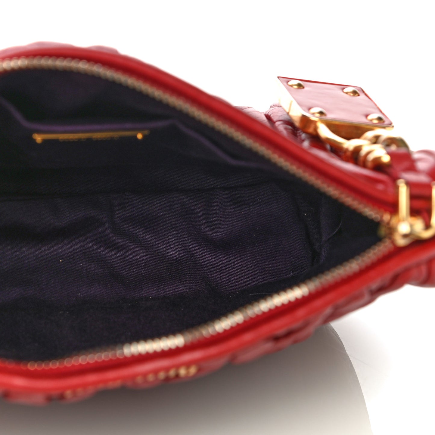 Nappa Matelasse Crossbody Clutch Rubino