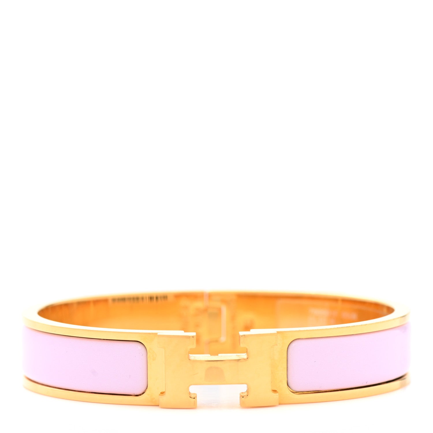 Hermes Enamel Narrow Clic Clac H Bracelet GM Rose Dragee 1 of 6