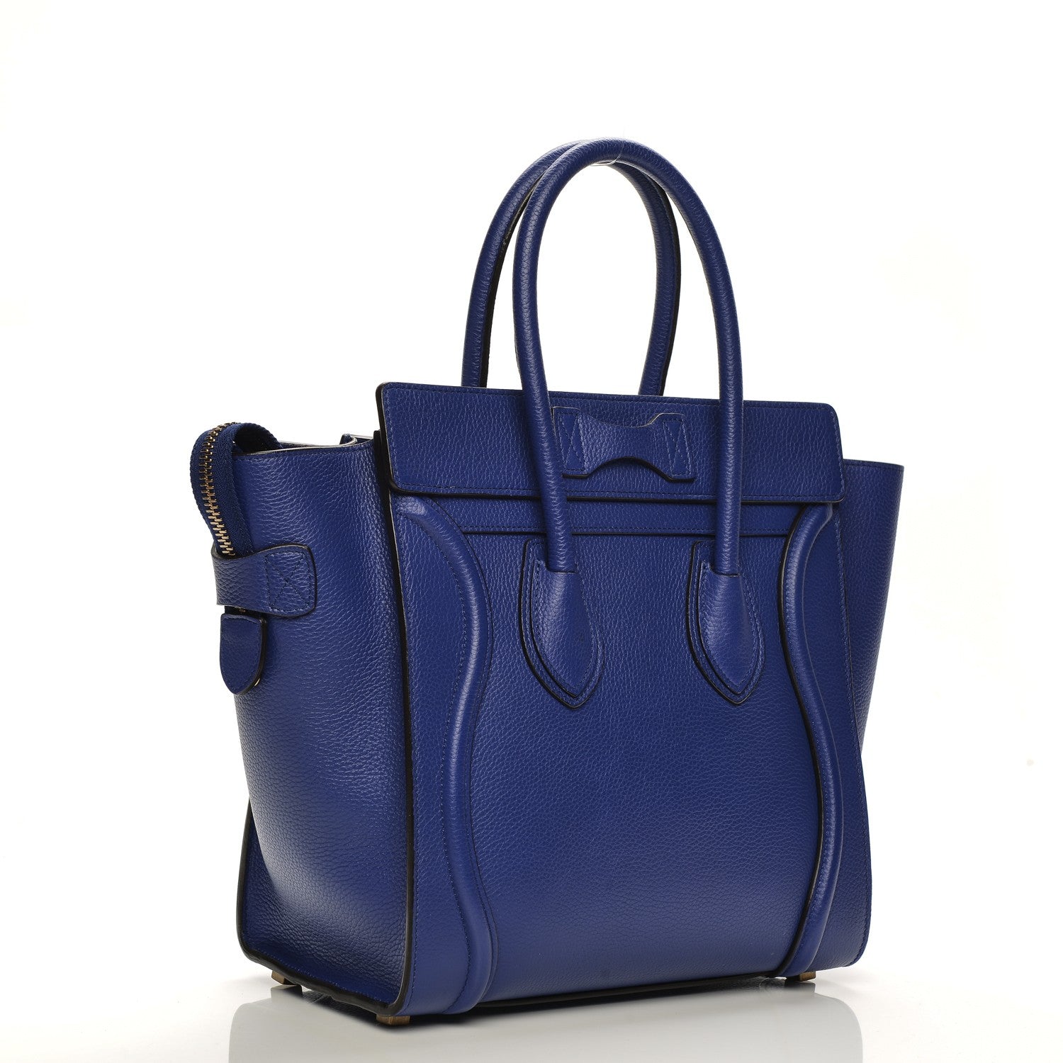 Celine Drummed Calfskin Micro Luggage Indigo 3 of 6