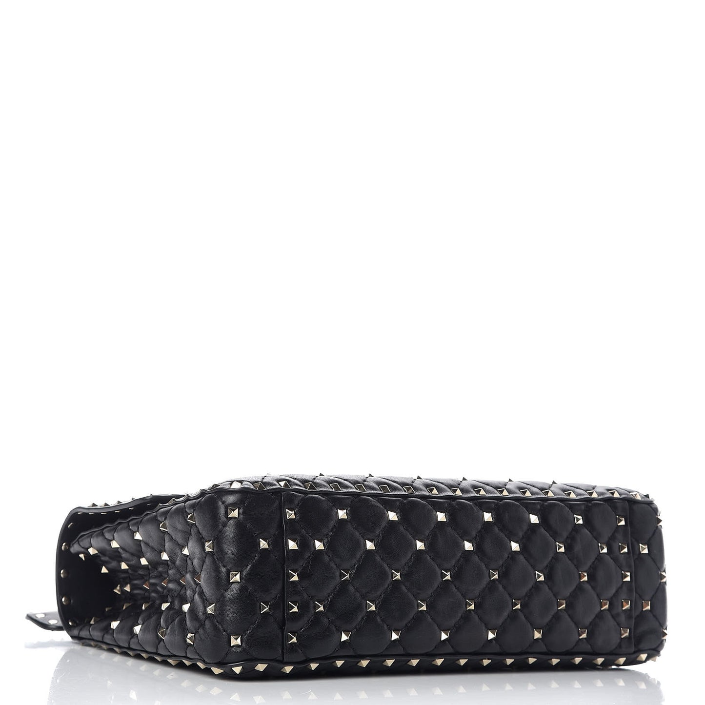 Lambskin Large Rockstud Spike Shoulder Bag Black