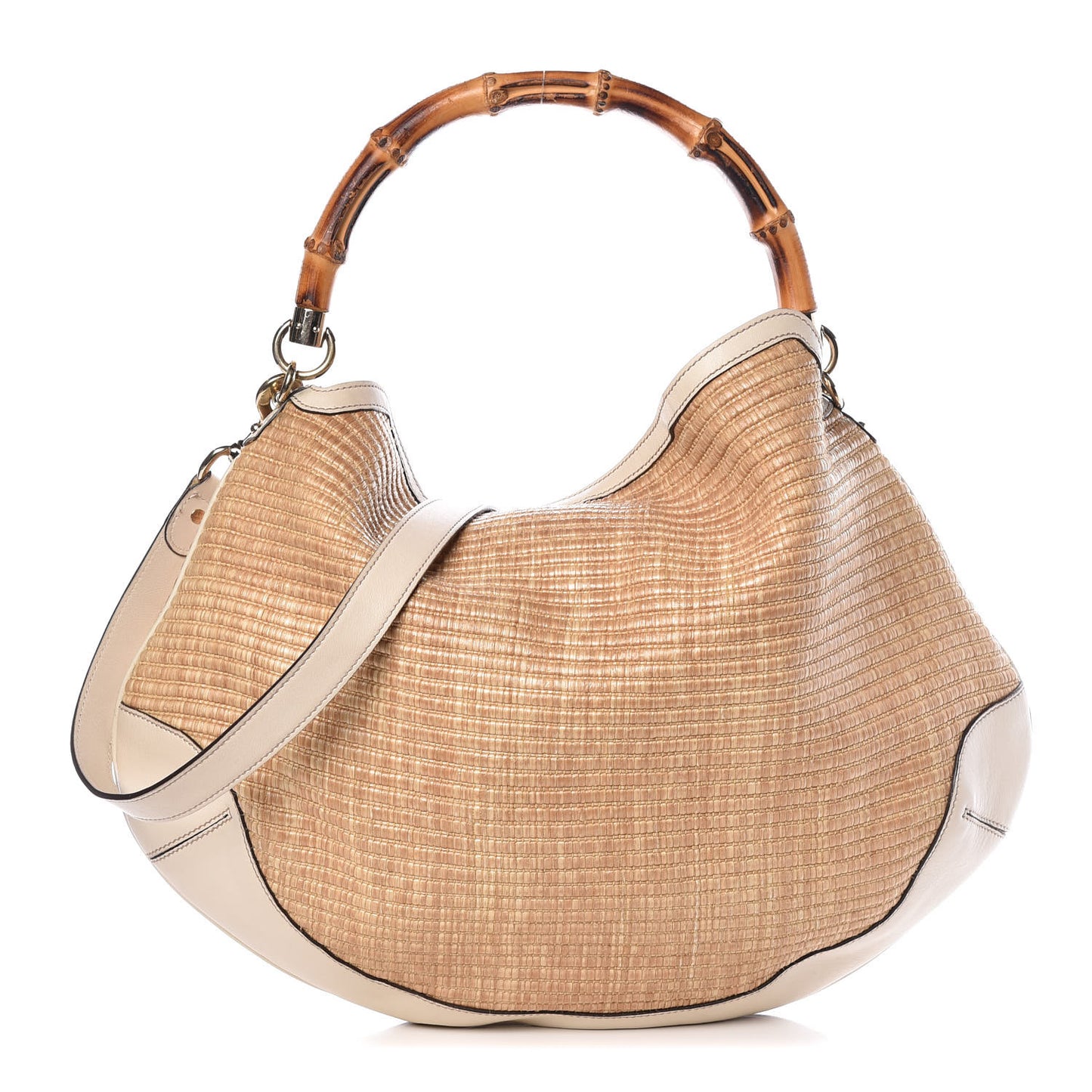 Straw Peggy Bamboo Handle Hobo