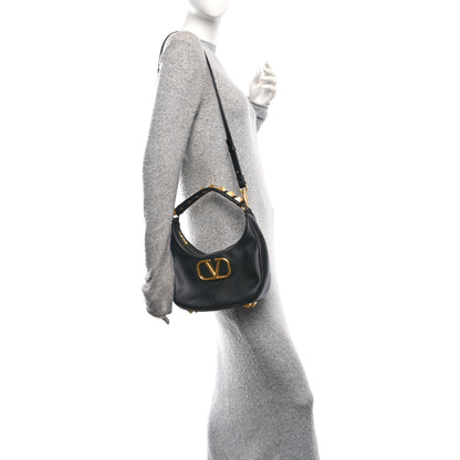 Valentino Garavani Calfskin Stud Sign Zip Hobo Black 2 of 9