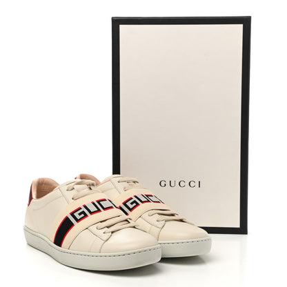 Gucci Calfskin Stripe Womens New Ace Sneakers 36.5 New Mystic White Ecru Red Flame 8 of 8