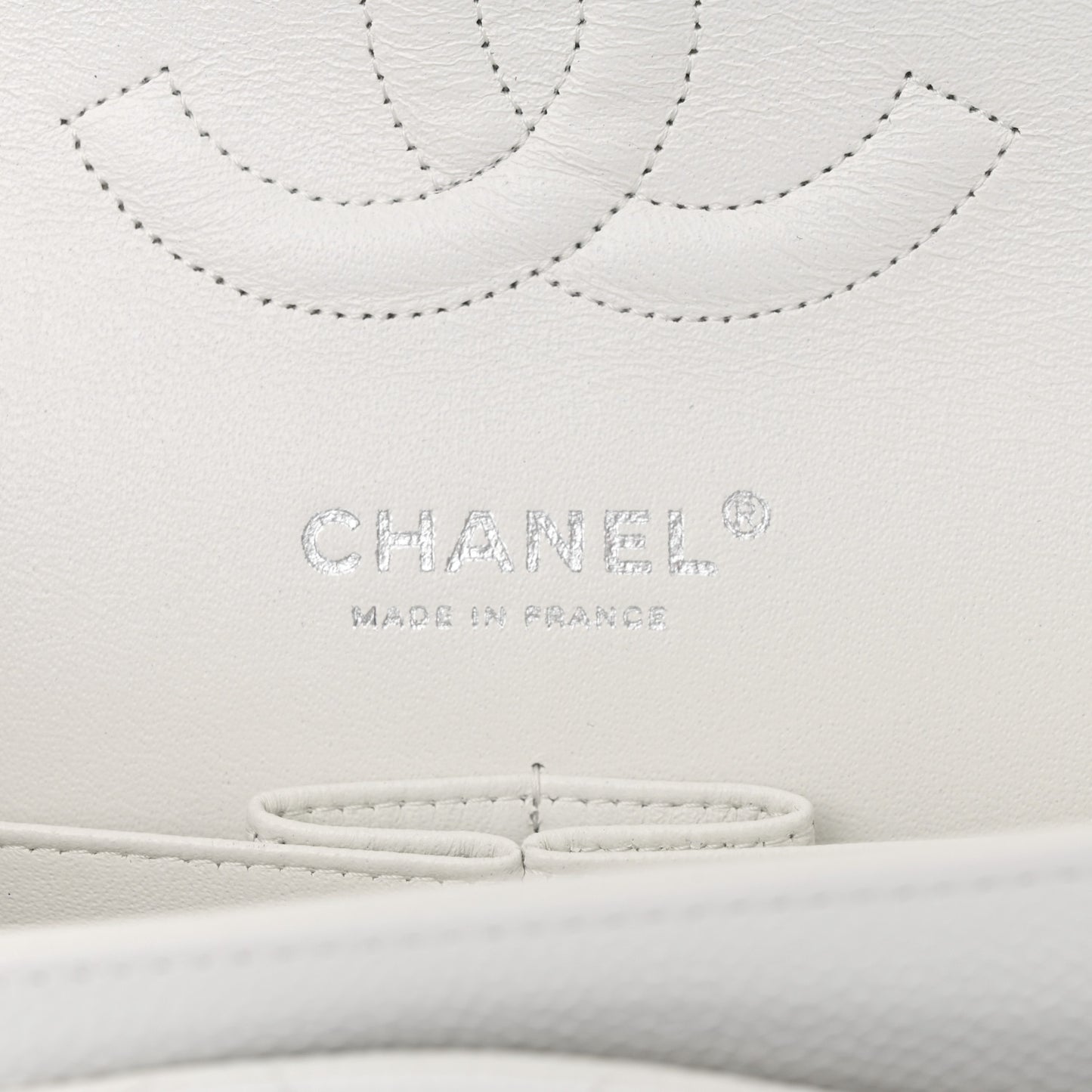 Caviar Quilted Medium Double Flap White