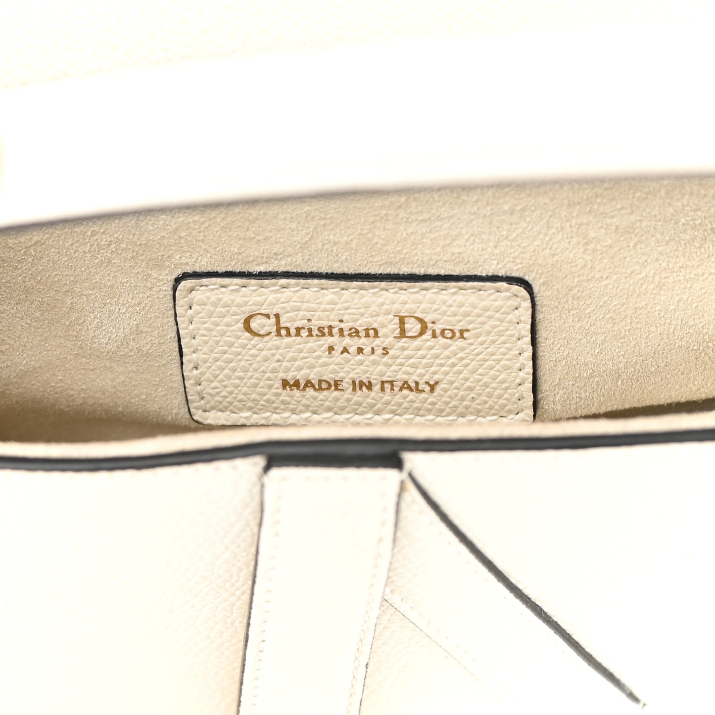 Grained Calfskin Mini Saddle Bag White