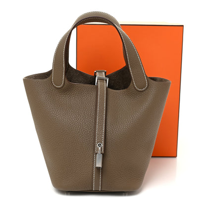 Hermes Taurillon Clemence Picotin Lock 18 PM Etoupe 9 of 9
