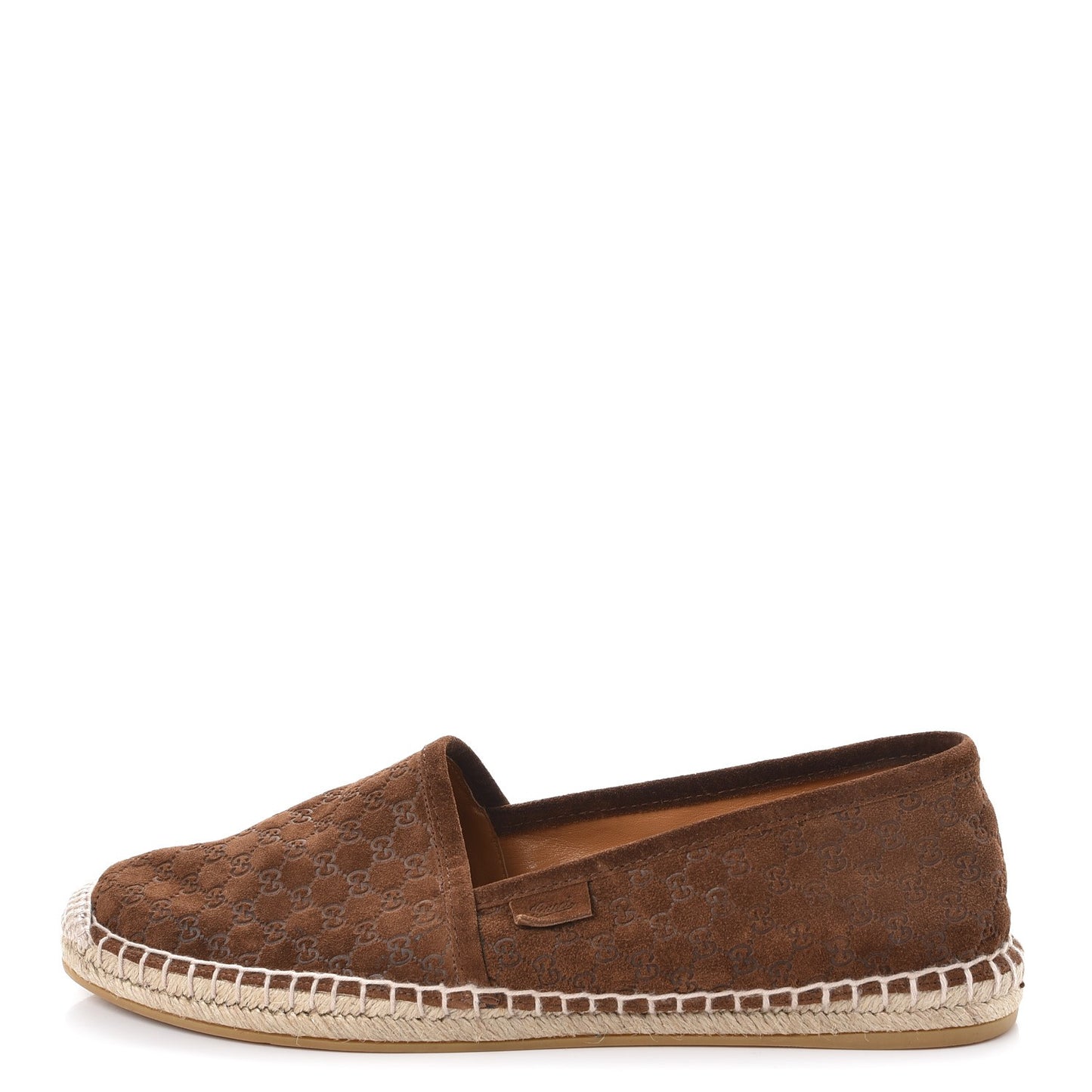 Suede Guccissima Pilar Espadrille Flats 38 Nut Brown
