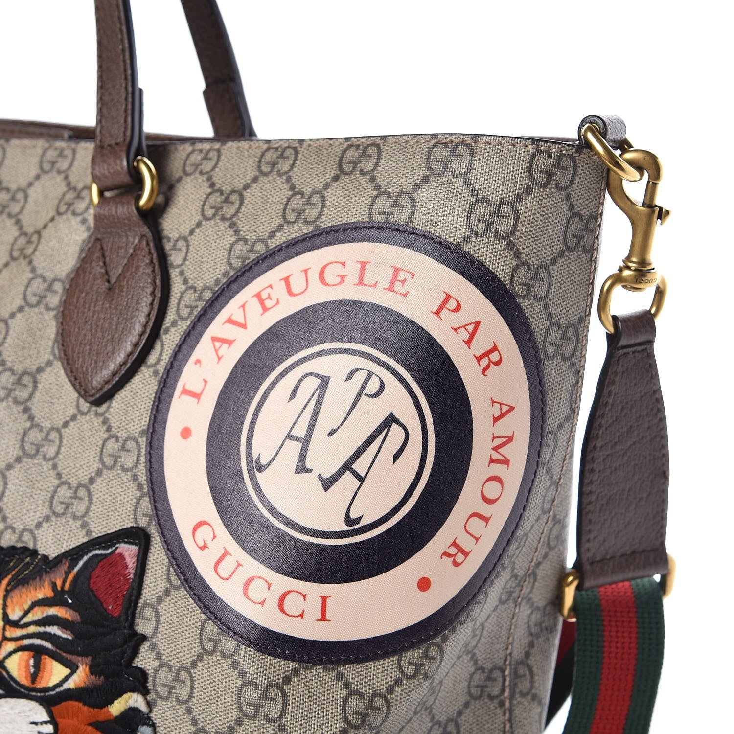 Gucci Soft GG Supreme Monogram Courrier Medium Crossbody Tote Beige New Acero 16 of 17