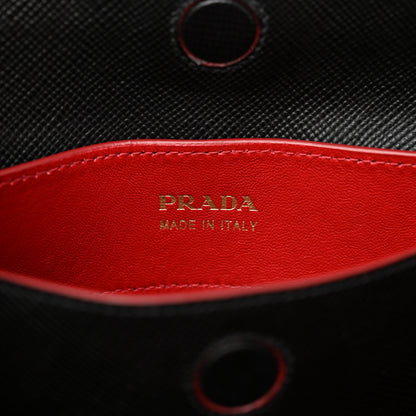 Prada Saffiano Cuir Medium Double Bag Black Fuoco 6 of 17