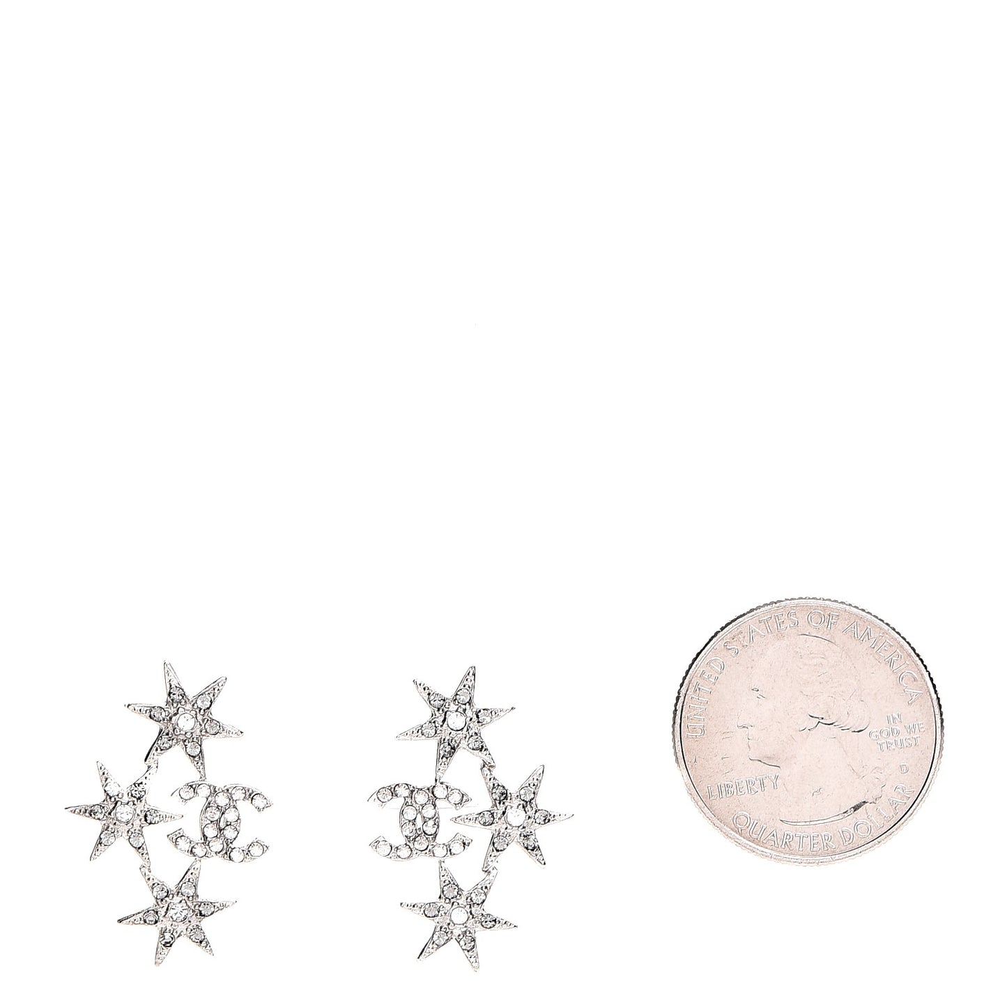Crystal CC Star Earrings Silver